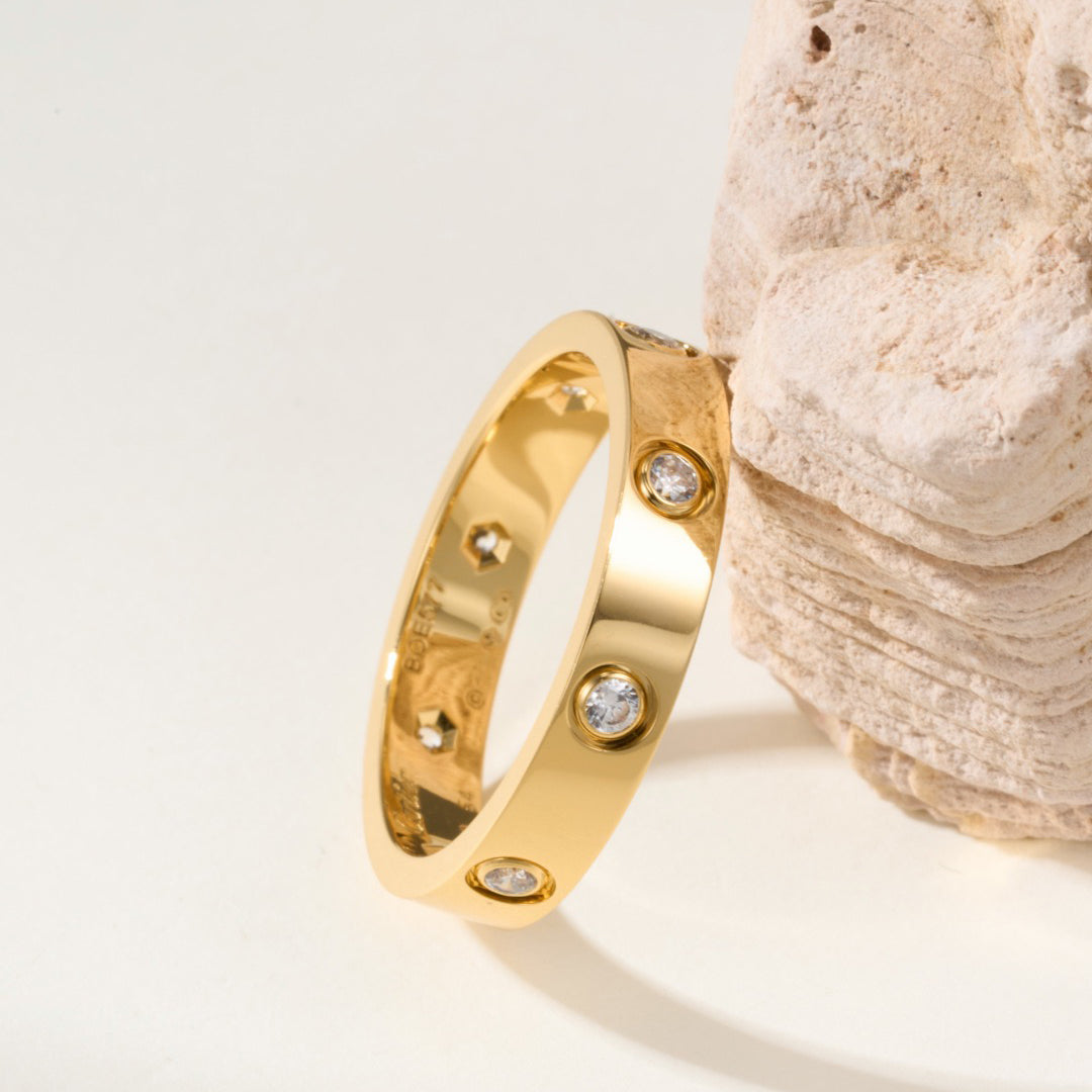 [ELAN LUXE]LOVE 4MM 8 DIAMOND RING