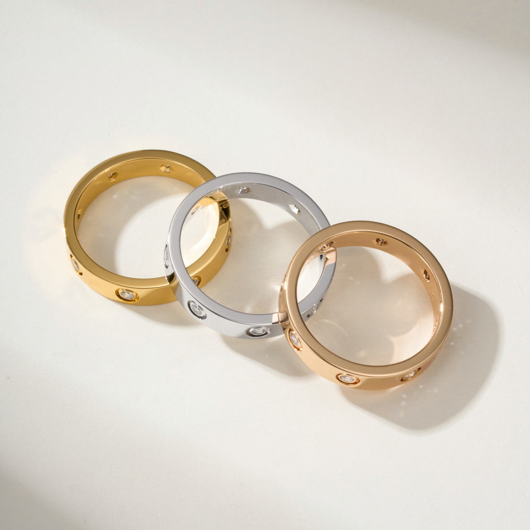 [ELAN LUXE]LOVE 4MM 8 DIAMOND RING