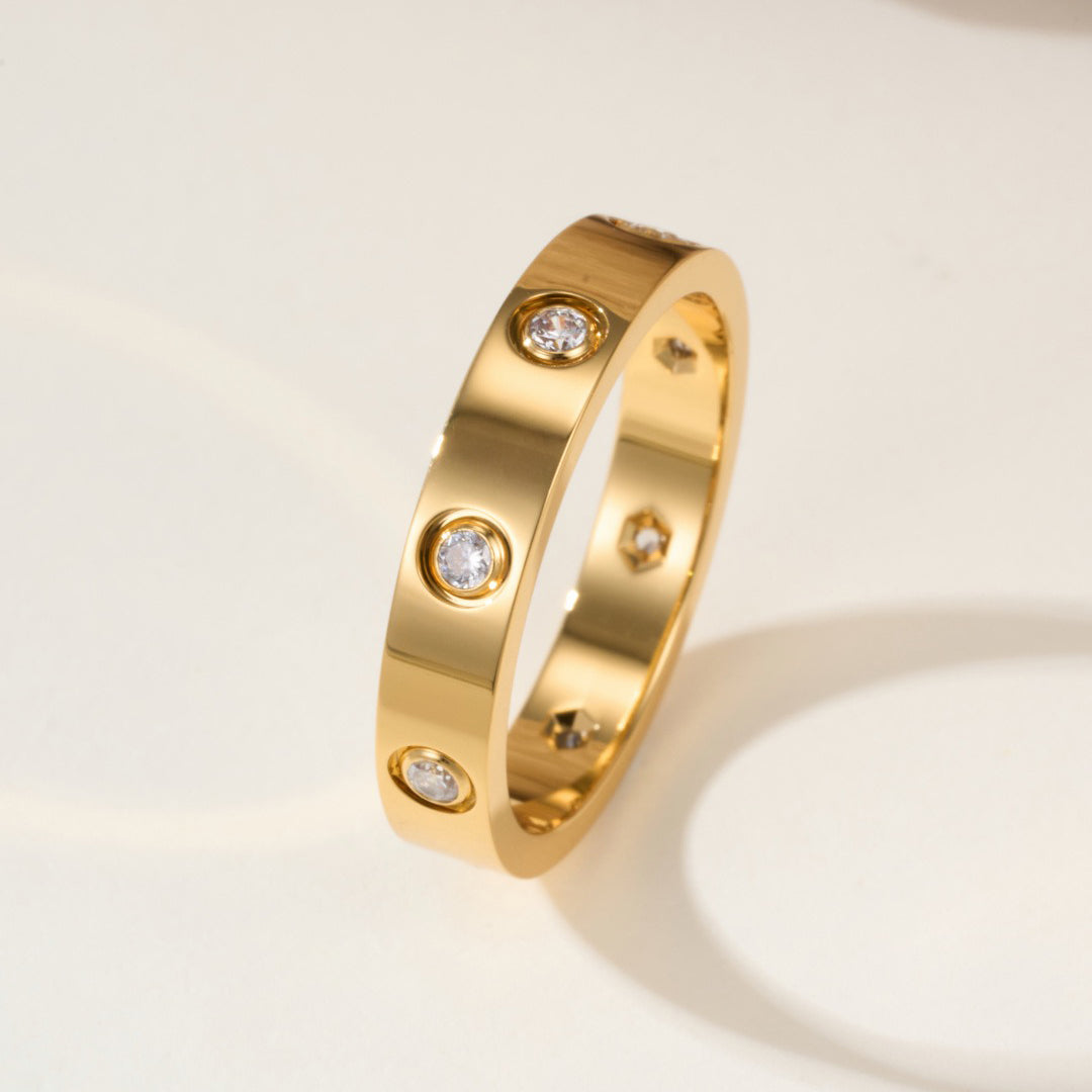 [ELAN LUXE]LOVE 4MM 8 DIAMOND RING