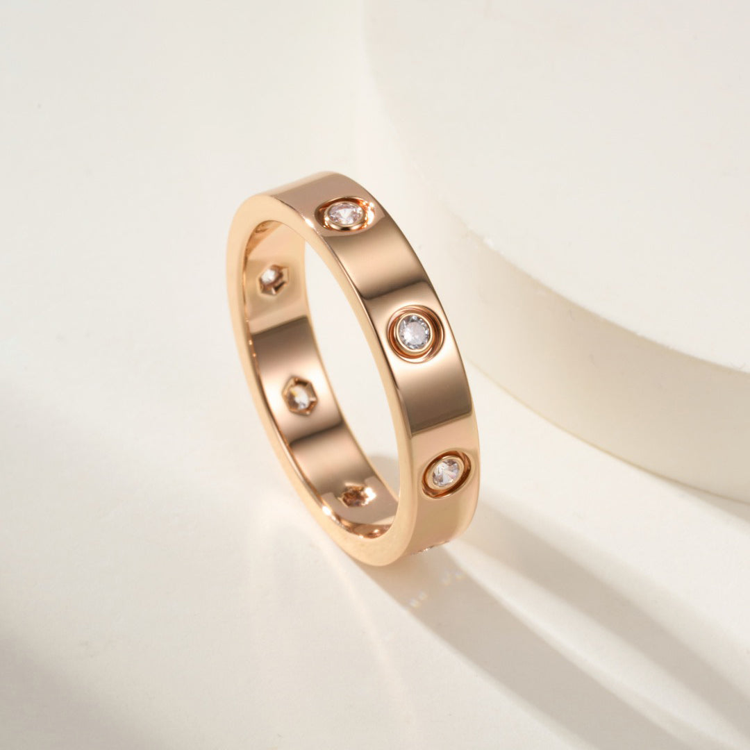 [ELAN LUXE]LOVE 4MM 8 DIAMOND RING