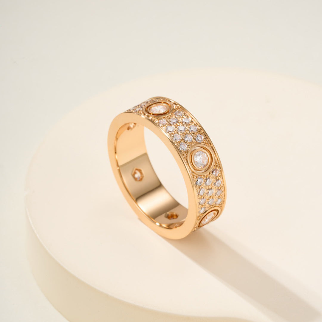 [ELAN LUXE]LOVE 5.5MM FULL-PAVE 6-DIAMOND RING