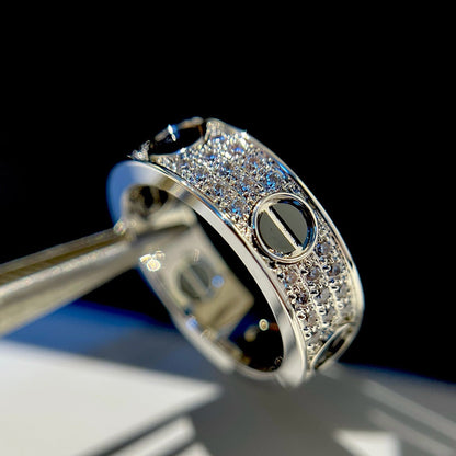 [ELAN LUXE]LOVE RING 5.5MM DIAMONDS PAVED CERAMIC