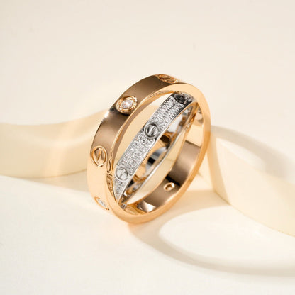 [ELAN LUXE]LOVE PINK GOLD SILVER DIAMOND DOUBLE RING