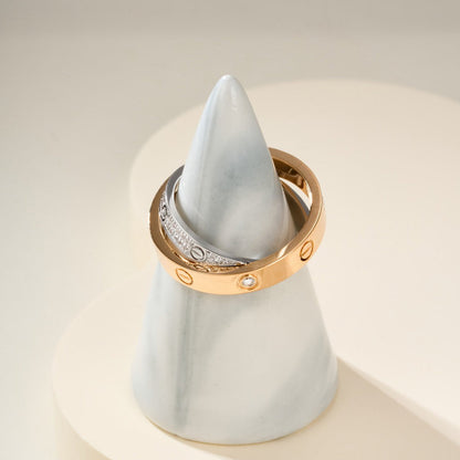 [ELAN LUXE]LOVE PINK GOLD SILVER DIAMOND DOUBLE RING