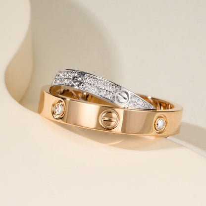 [ELAN LUXE]LOVE PINK GOLD SILVER DIAMOND DOUBLE RING