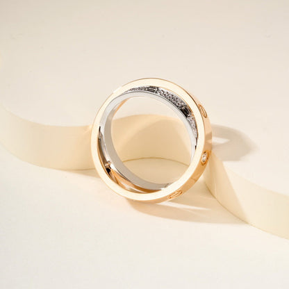 [ELAN LUXE]LOVE PINK GOLD SILVER DIAMOND DOUBLE RING