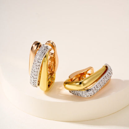 [ELAN LUXE]TRINITY HALF DIAMOND  CUSHION EARRINGS