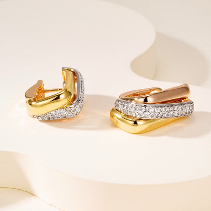 [ELAN LUXE]TRINITY HALF DIAMOND  CUSHION EARRINGS