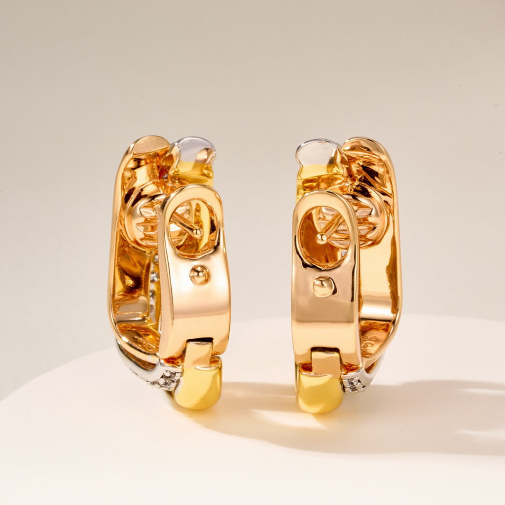 [ELAN LUXE]TRINITY HALF DIAMOND  CUSHION EARRINGS