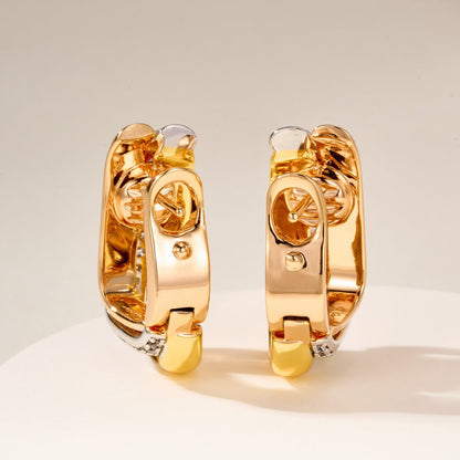[ELAN LUXE]TRINITY HALF DIAMOND  CUSHION EARRINGS