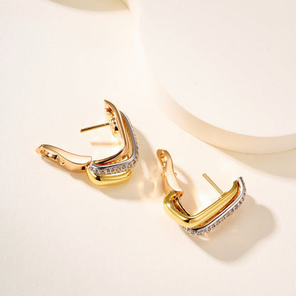 [ELAN LUXE]TRINITY HALF DIAMOND  CUSHION EARRINGS