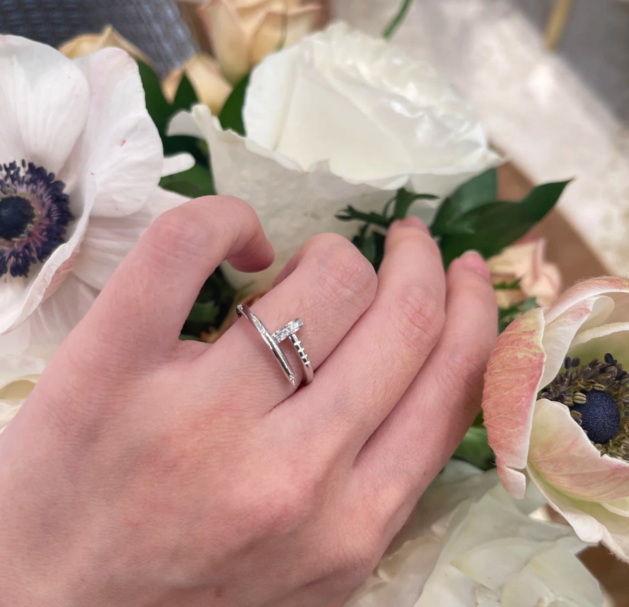 [ELAN LUXE]JUSTE 1.8MM HALF DIAMOND RING