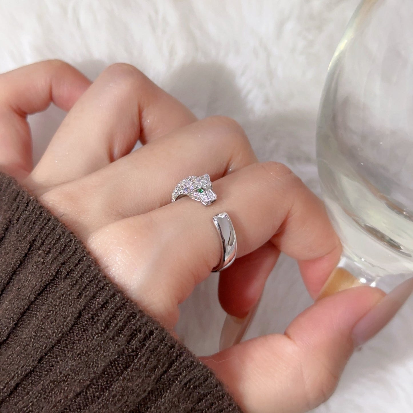 [ELAN LUXE]PANTHERE HALF DIAMOND SMALL RING