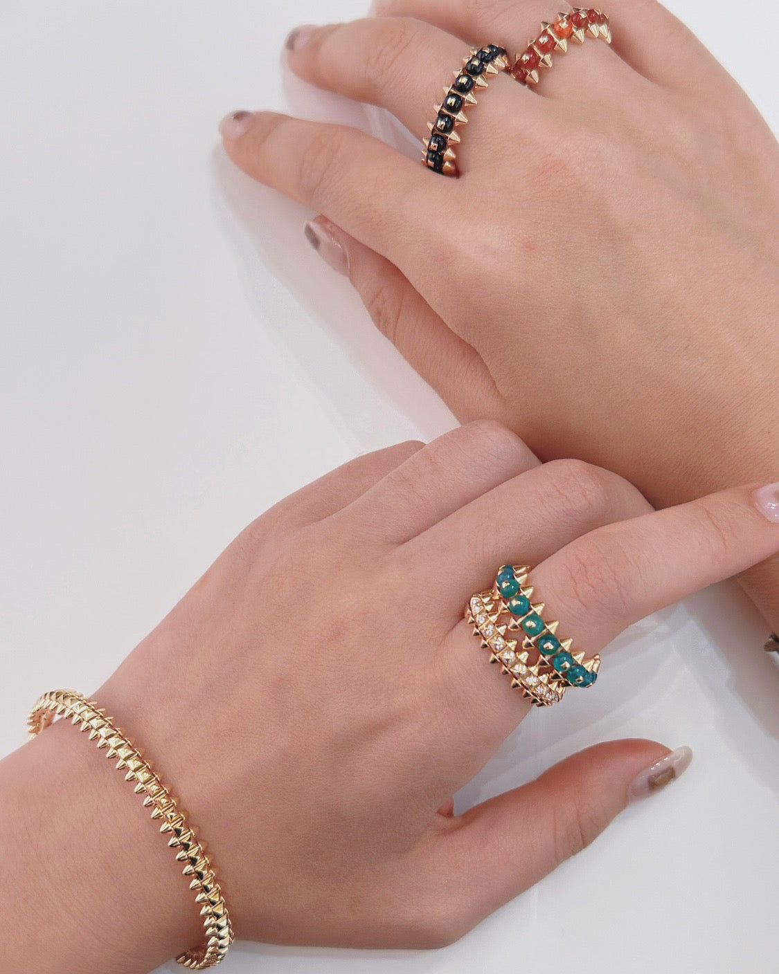 [ELAN LUXE]CLASH 7.9MM AGATE CHALCEDONY RING