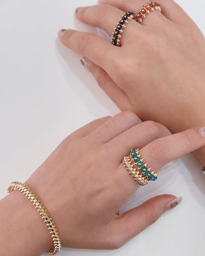 [ELAN LUXE]CLASH 7.9MM AGATE CHALCEDONY RING