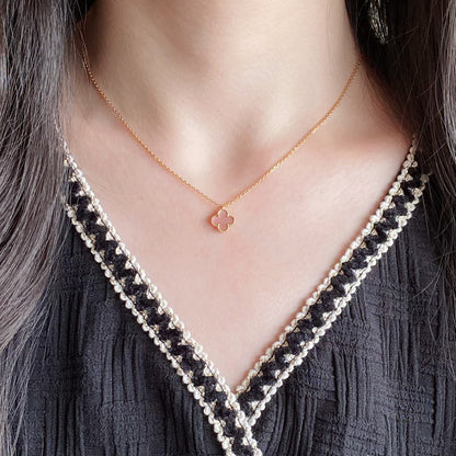 [ELAN LUXE]CLOVER 9.5MM PINK MOTHER OF PEARL SINGLE FLOWER NECKLACE