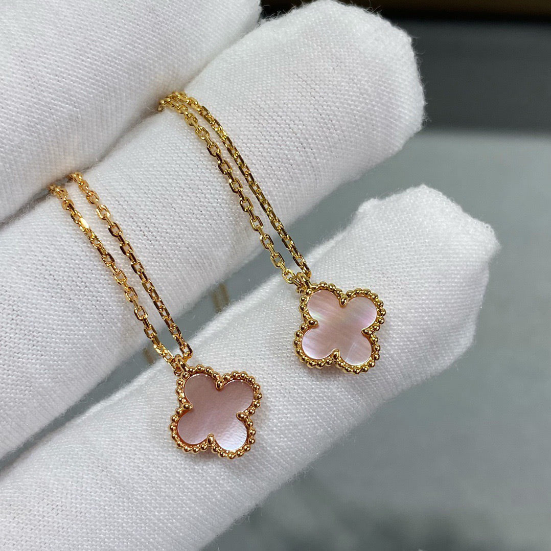 [ELAN LUXE]CLOVER 15MM PINK MOTHER-OF-PEARL SINGLE FLOWER NECKLACE