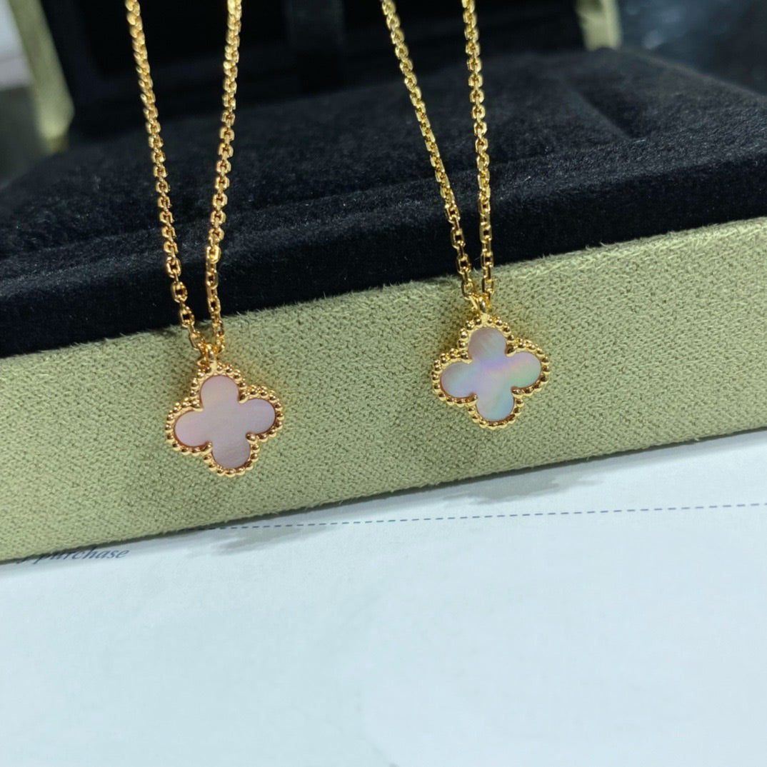 [ELAN LUXE]CLOVER 15MM PINK MOTHER-OF-PEARL SINGLE FLOWER NECKLACE