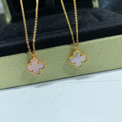 [ELAN LUXE]CLOVER 15MM PINK MOTHER-OF-PEARL SINGLE FLOWER NECKLACE