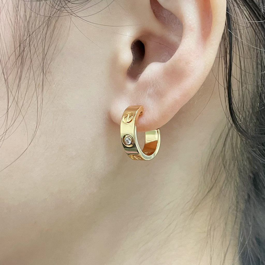[ELAN LUXE]LOVE EARRINGS 5.7MM 2 DIAMONDS