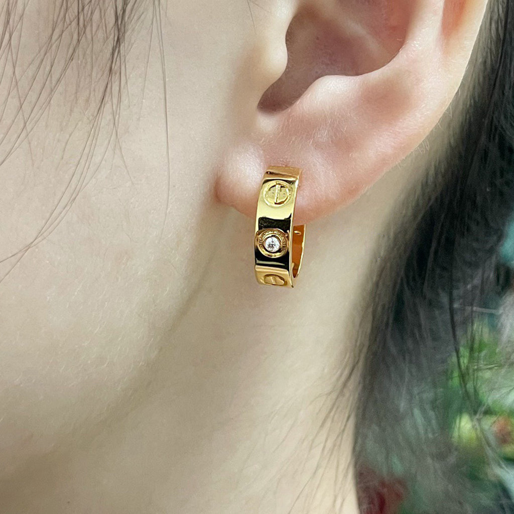 [ELAN LUXE]LOVE EARRINGS 5.7MM 2 DIAMONDS