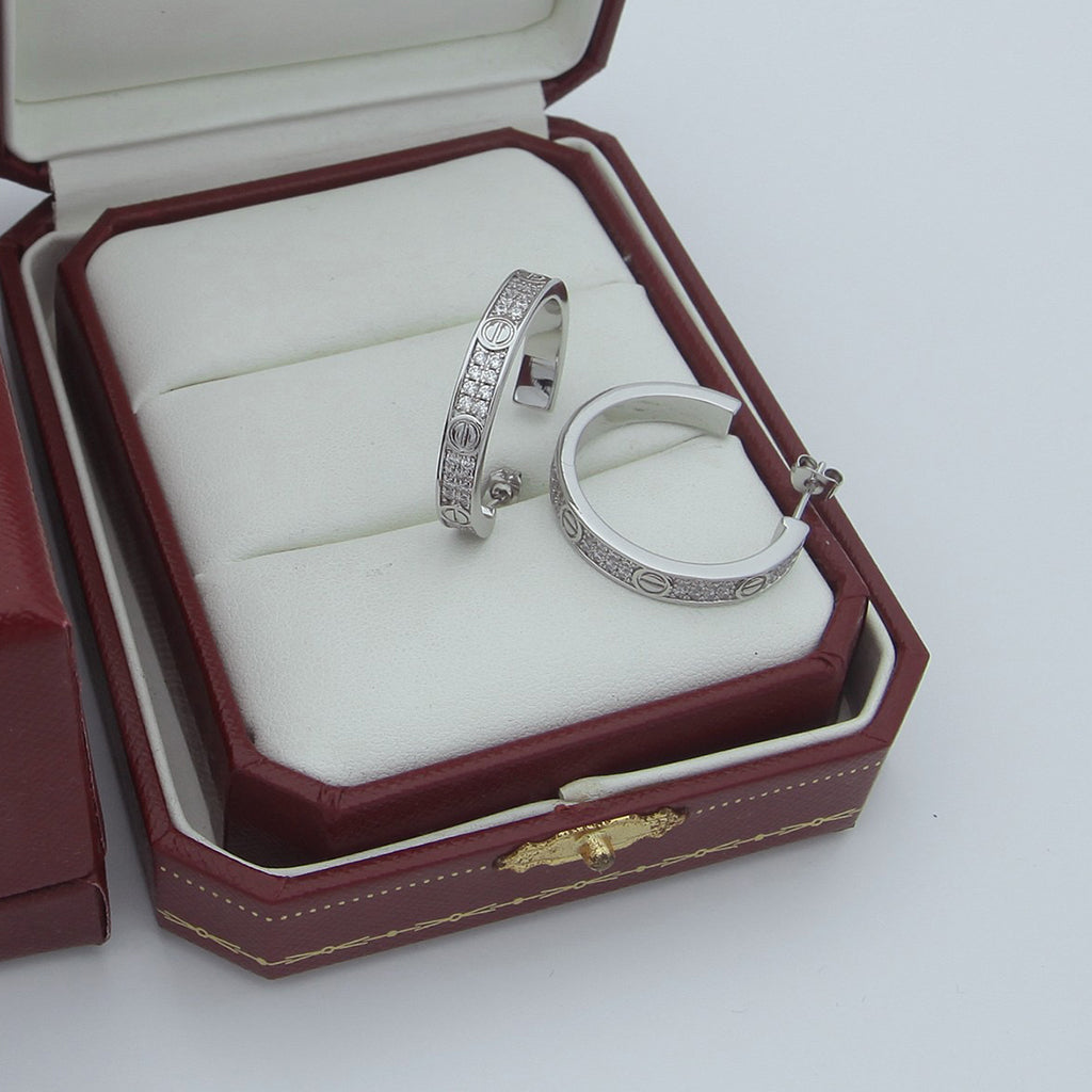 [ELAN LUXE]LOVE EARRINGS 3.6MM DIAMOND PAVED