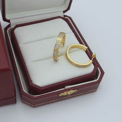 [ELAN LUXE]LOVE EARRINGS 3.6MM DIAMOND PAVED