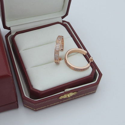 [ELAN LUXE]LOVE EARRINGS 3.6MM DIAMOND PAVED