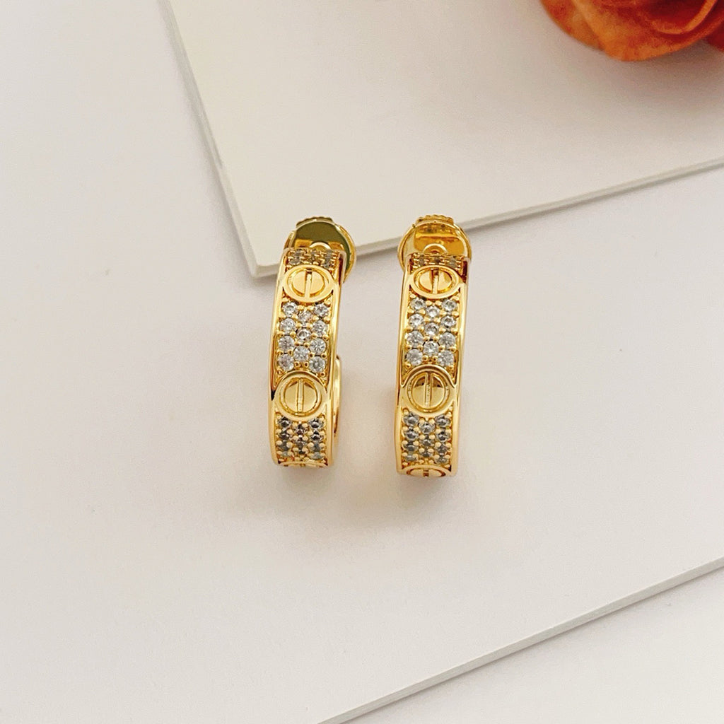[ELAN LUXE]LOVE 5.5MM DIAMOND PAVED EARRINGS