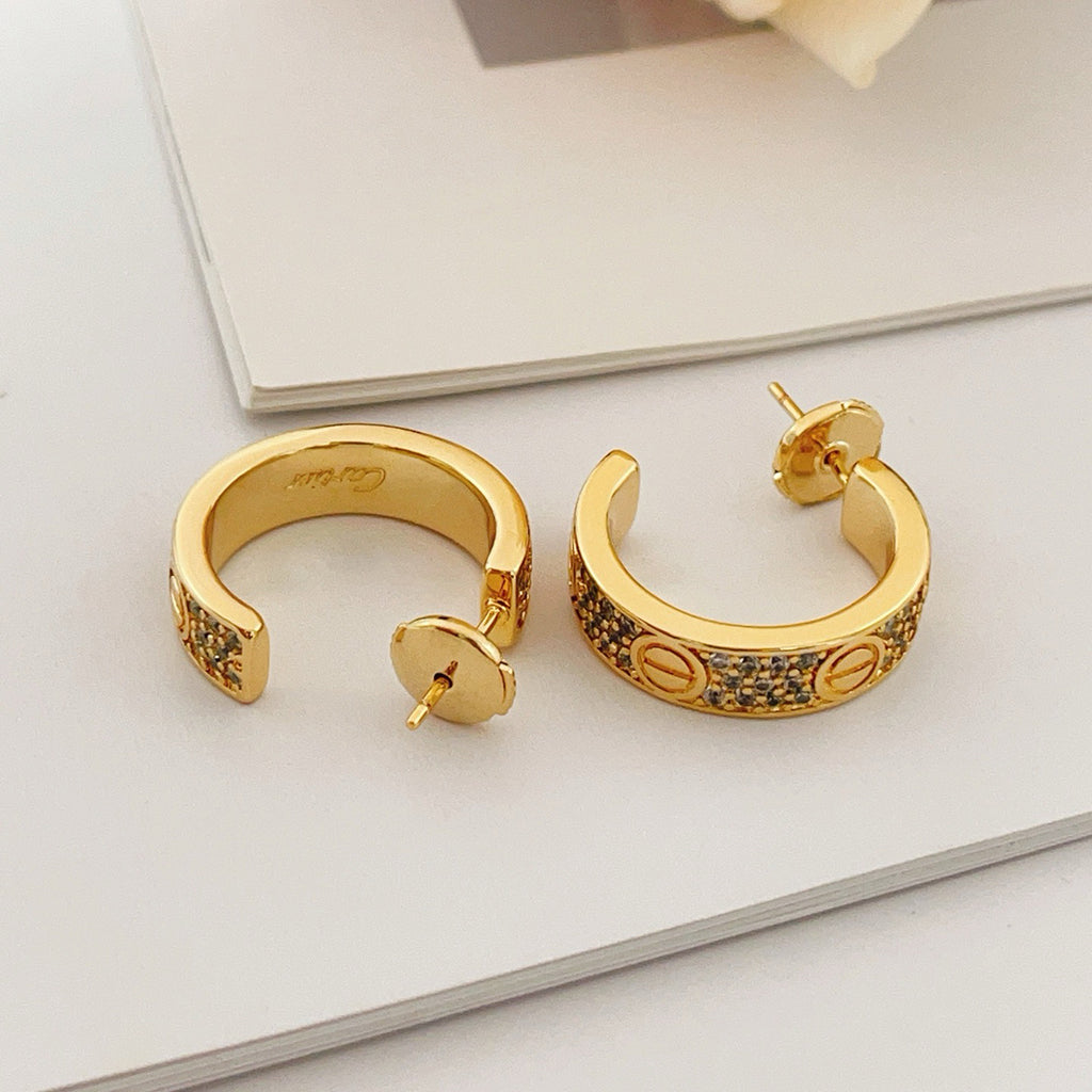 [ELAN LUXE]LOVE 5.5MM DIAMOND PAVED EARRINGS