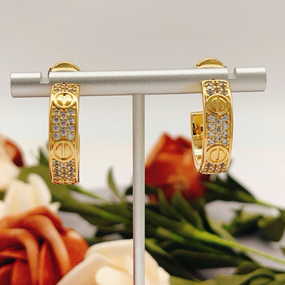 [ELAN LUXE]LOVE 5.5MM DIAMOND PAVED EARRINGS