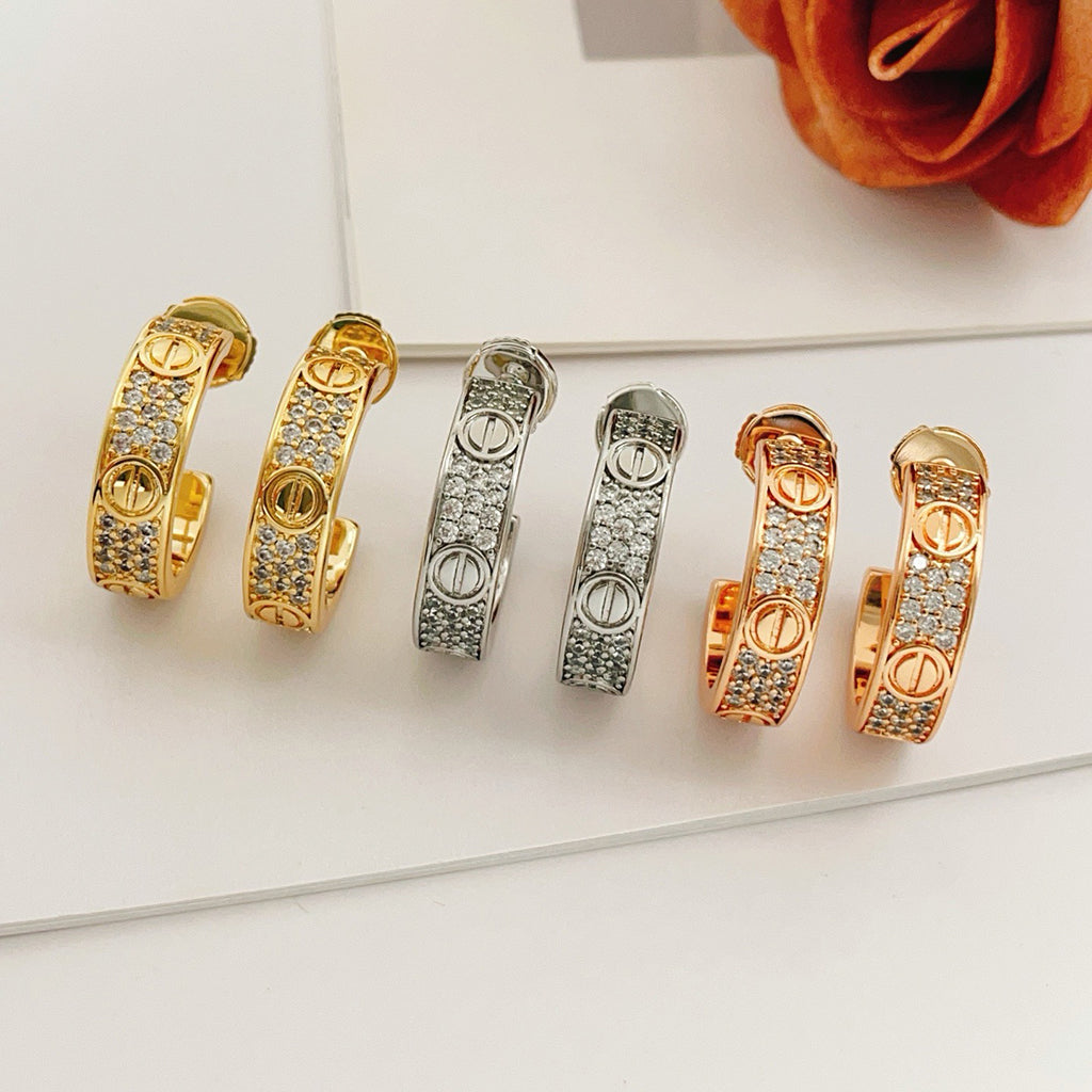 [ELAN LUXE]LOVE 5.5MM DIAMOND PAVED EARRINGS