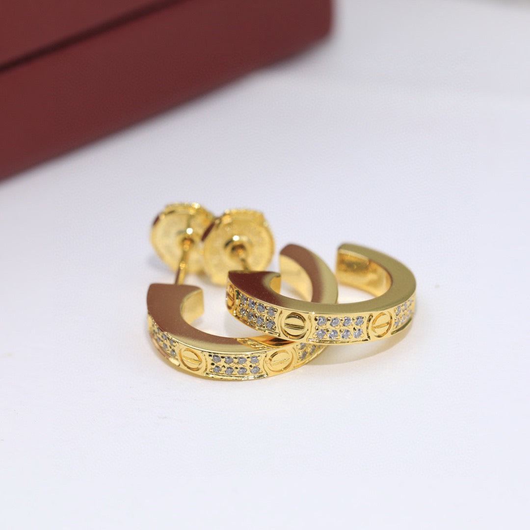 [ELAN LUXE]LOVE 5.5MM DIAMOND PAVED EARRINGS