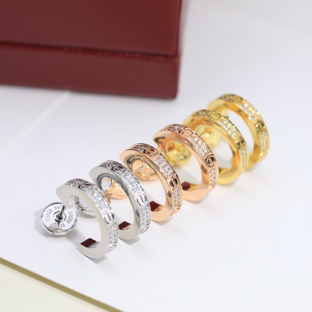 [ELAN LUXE]LOVE 5.5MM DIAMOND PAVED EARRINGS
