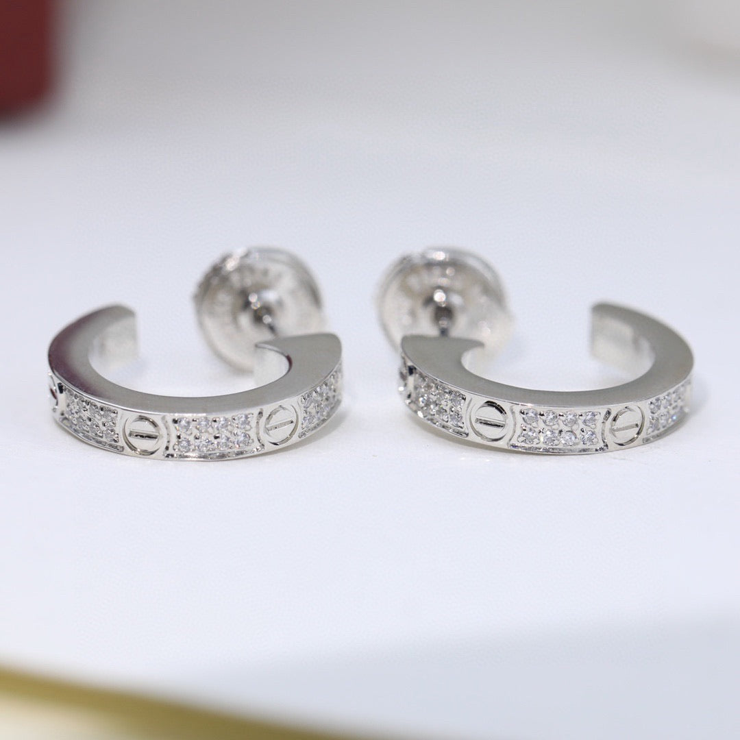 [ELAN LUXE]LOVE 5.5MM DIAMOND PAVED EARRINGS