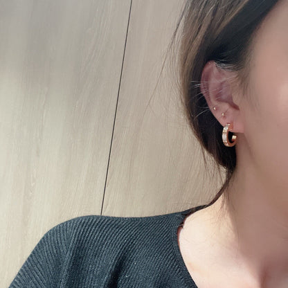 [ELAN LUXE]LOVE 5.5MM DIAMOND PAVED EARRINGS