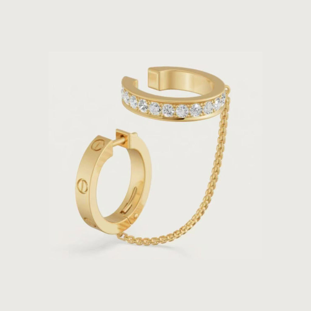 [ELAN LUXE]LOVE 3.0MM HALF DIAMOND EARRINGS