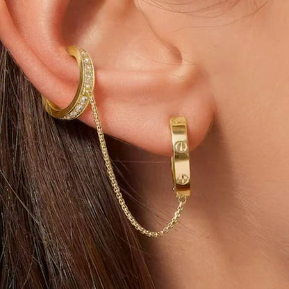 [ELAN LUXE]LOVE 3.0MM HALF DIAMOND EARRINGS