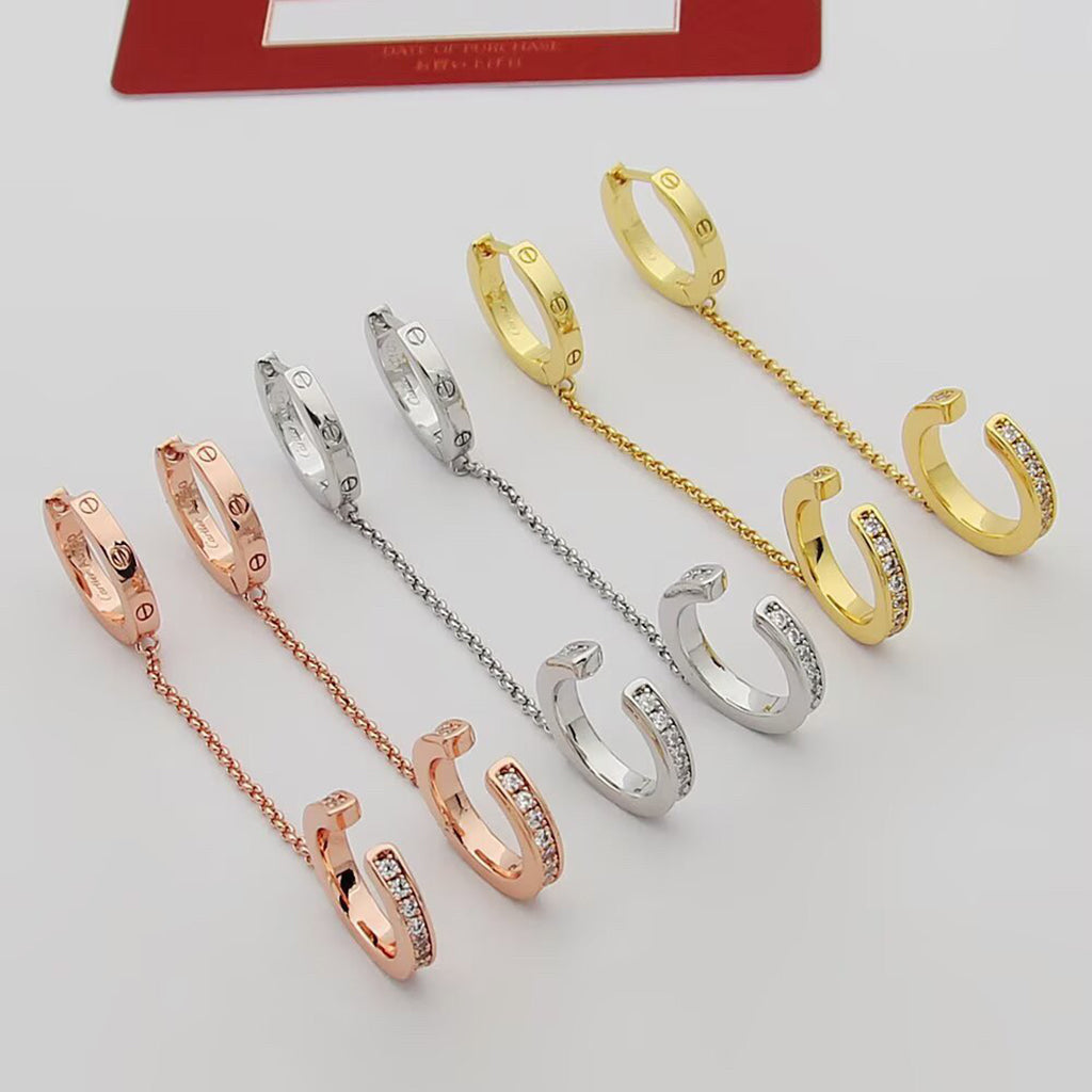 [ELAN LUXE]LOVE 3.0MM HALF DIAMOND EARRINGS