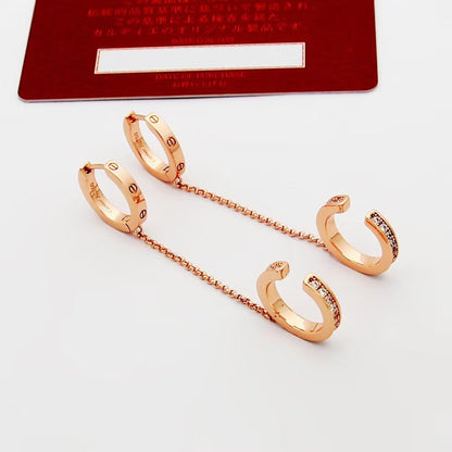 [ELAN LUXE]LOVE 3.0MM HALF DIAMOND EARRINGS