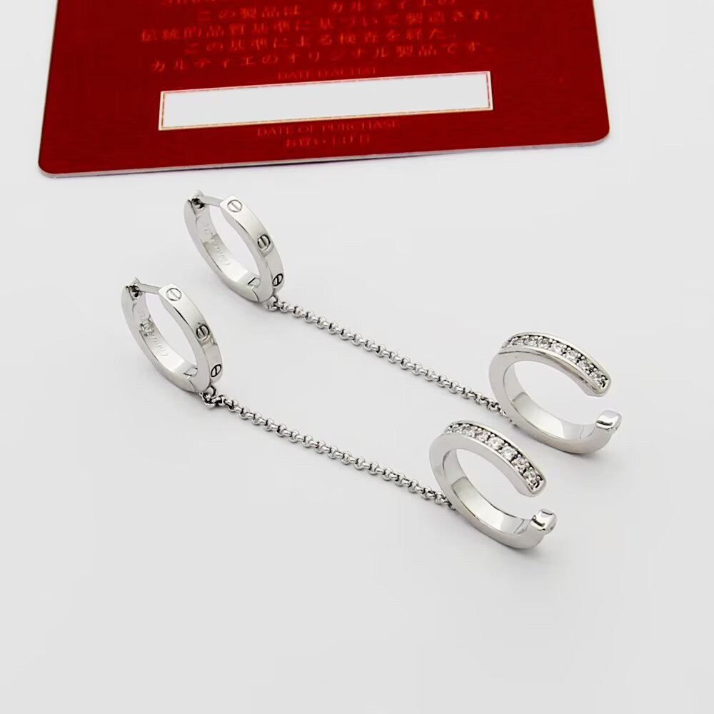 [ELAN LUXE]LOVE 3.0MM HALF DIAMOND EARRINGS