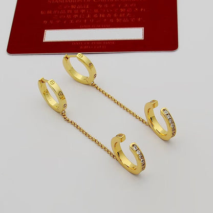 [ELAN LUXE]LOVE 3.0MM HALF DIAMOND EARRINGS