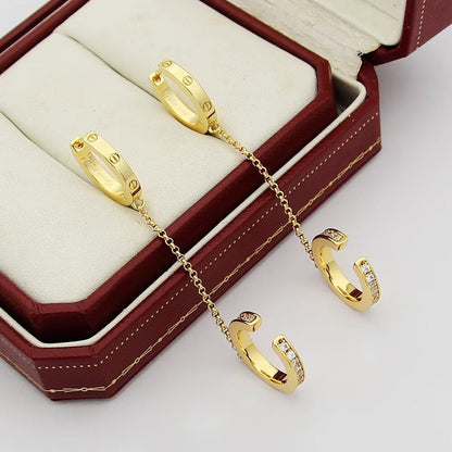 [ELAN LUXE]LOVE 3.0MM HALF DIAMOND EARRINGS