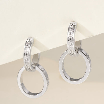 [ELAN LUXE]LOVE 3.3MM DANGLE HALF DIAMOND EARRINGS