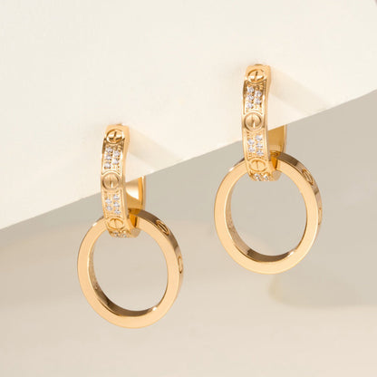 [ELAN LUXE]LOVE 3.3MM DANGLE HALF DIAMOND EARRINGS