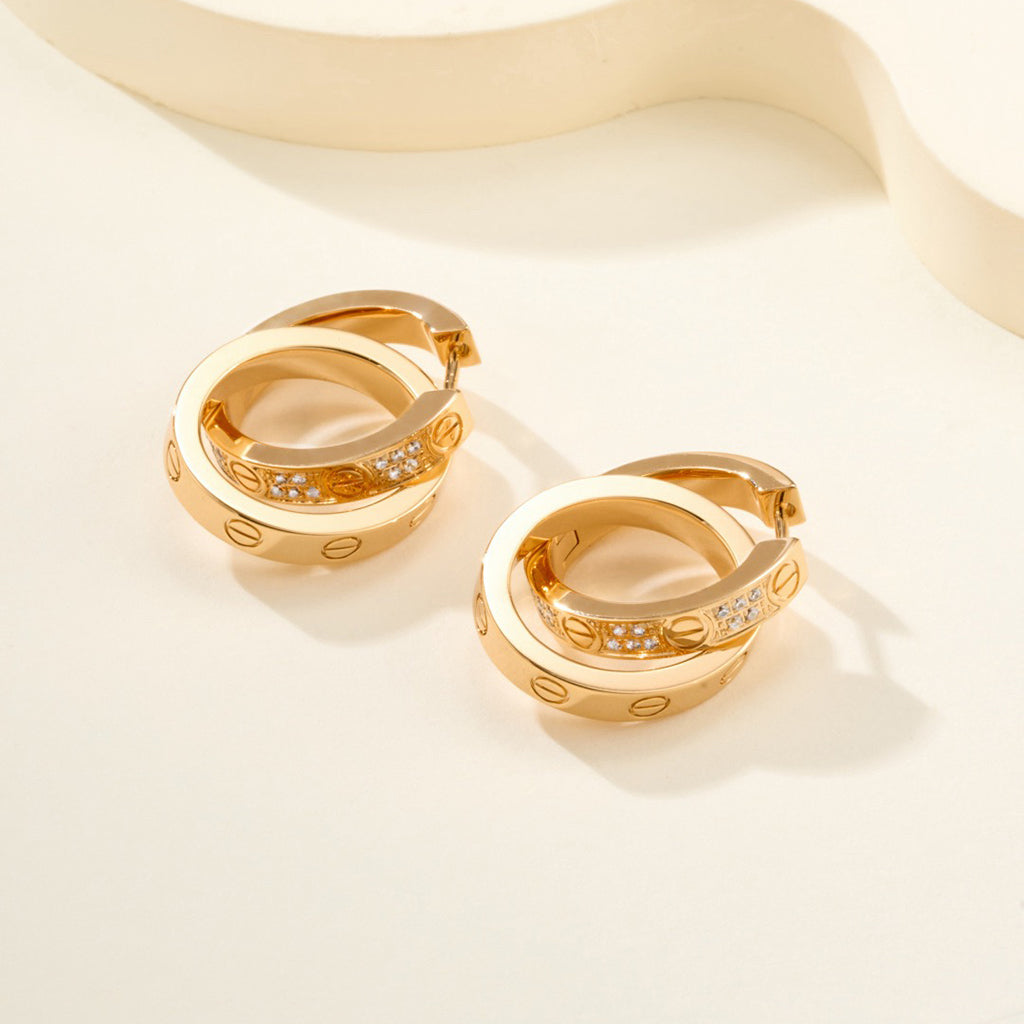 [ELAN LUXE]LOVE 3.3MM DANGLE HALF DIAMOND EARRINGS