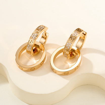 [ELAN LUXE]LOVE 3.3MM DANGLE HALF DIAMOND EARRINGS
