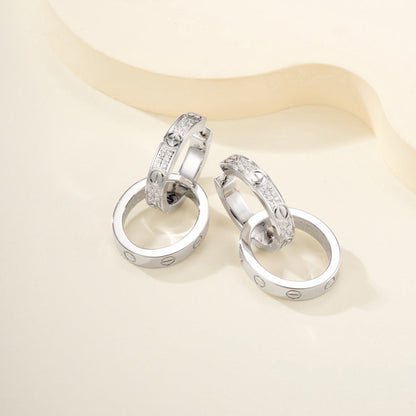[ELAN LUXE]LOVE 3.3MM DANGLE HALF DIAMOND EARRINGS