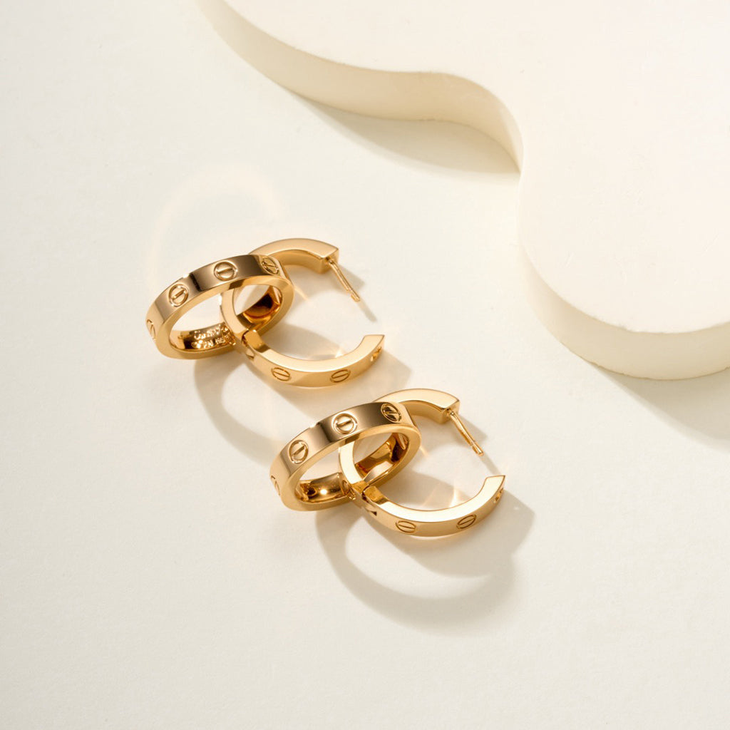 [ELAN LUXE]LOVE 3.3MM DANGLE HALF DIAMOND EARRINGS