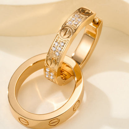 [ELAN LUXE]LOVE 3.3MM DANGLE HALF DIAMOND EARRINGS